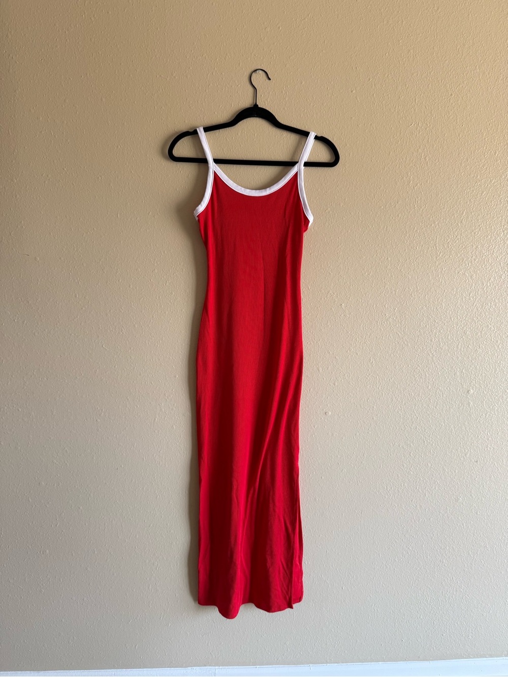 Classic Red Maxi Dress with White Trim